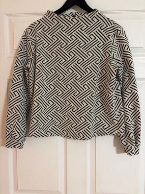 Anthropologie W5 Geometric Basketweave Blouse- Black & White Size M